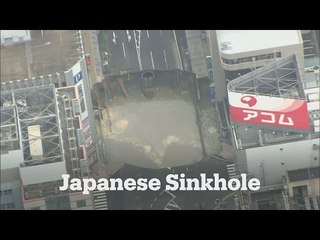 Japanese sinkhole steadily deepens