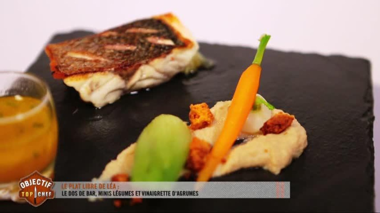 Le dos de bar, minis légumes et vinaigrette d'agrumes de Léa