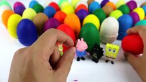 LEARN COLORS for Children 55 Play Doh Surprise Eggs !! Peppa Pig Batman Cars Minions Toys 4 Kids