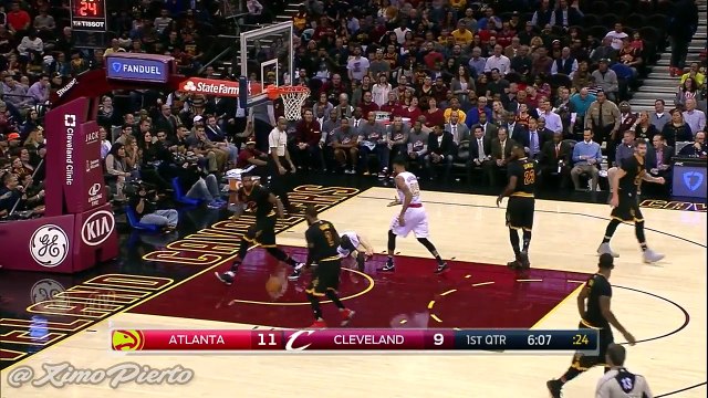 Mike Muscala Dunks & Takes a Hard Fall Hawks vs Cavaliers November 8, 2016 2016-17 NBA Season
