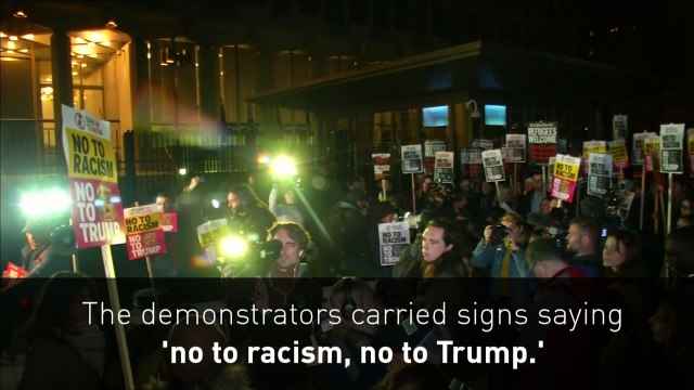 Anti-Trump protesters take to US embassy in London