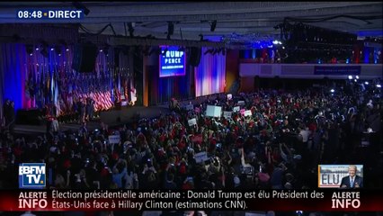 L'arrivée très solennelle du président Donald Trump à son QG de New York