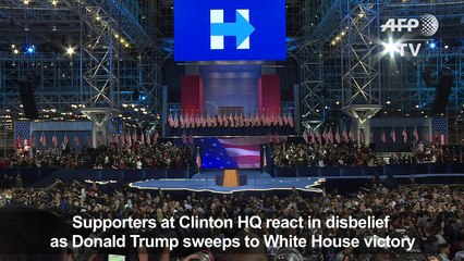 Supporters at Clinton HQ react in disbelief at Trump victory