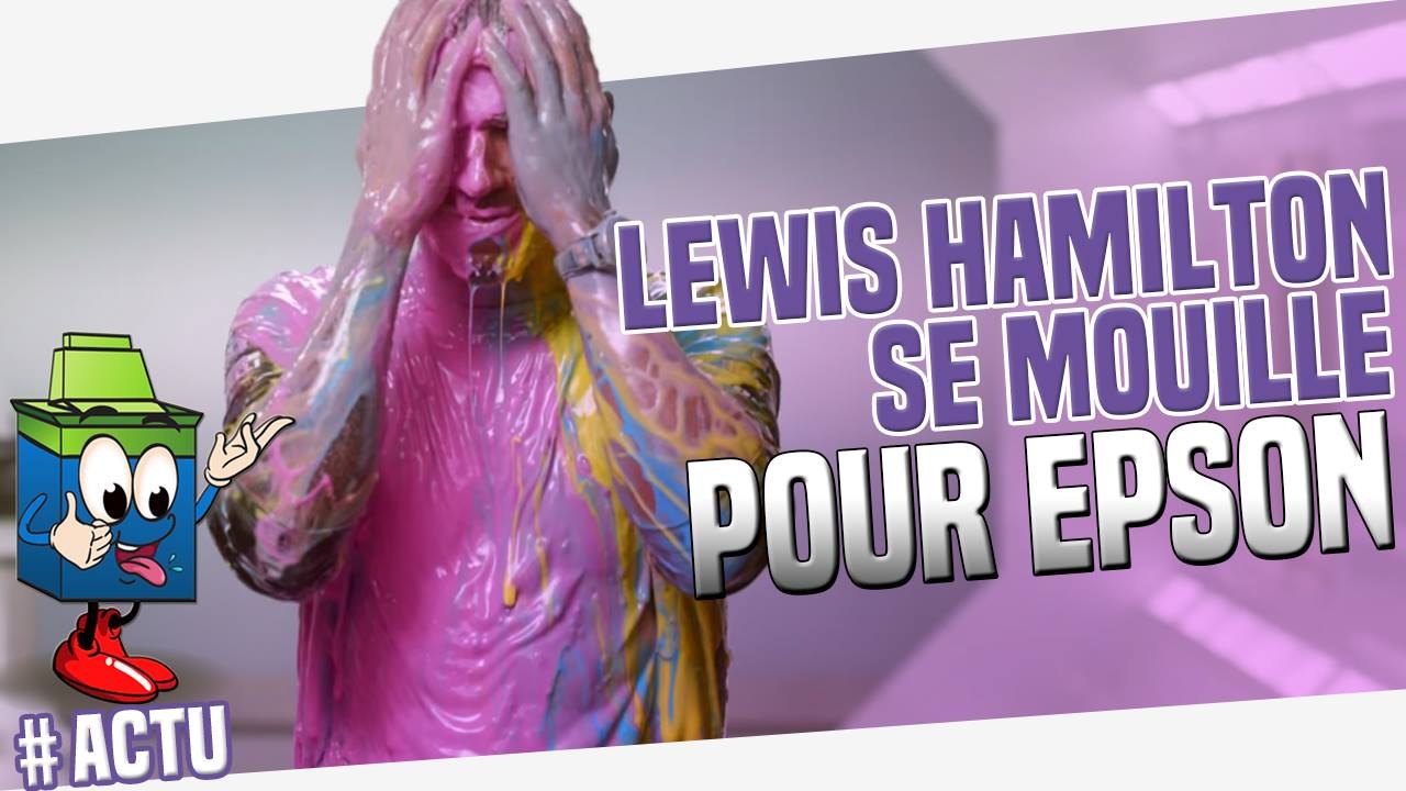 Lewis Hamilton prend une douche d'encre pour Epson