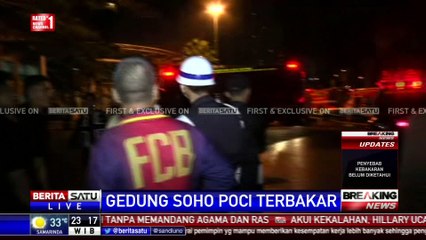 Proses Pembasahan Gedung Soho Poci Pascapemadaman