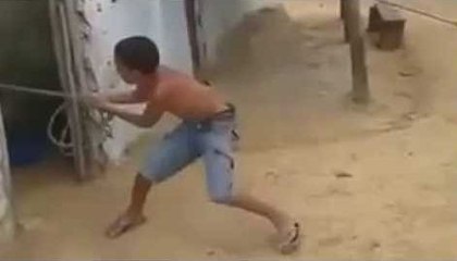 What this boy is pulling out ?? seems to heavy :-) Must Watch