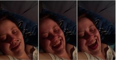 Rapariga ri histericamente durante o sono e namorado não perde a oportunidade de filmar