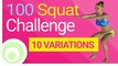 Squat challenge workout. 100 Squats a day to tone legs and lift butt
