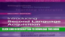 [DOWNLOAD] PDF Introducing Second Language Acquisition (Cambridge Introductions to Language and
