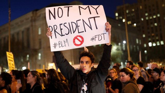 'Not my president!' Around the country, thousands protest Trump