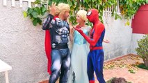 Frozen Elsa Horse racing vs Joker moto Spiderman in real life fun Superheroes pinks spidergirl