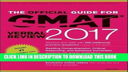 Read Now The Official Guide for GMAT Verbal Review 2017 with Online Question Bank and Exclusive