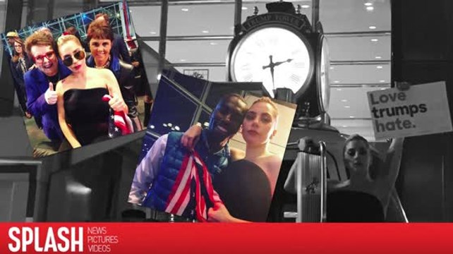 Lady Gaga protesta por el Presidente Electo Donald Trump en Nueva York