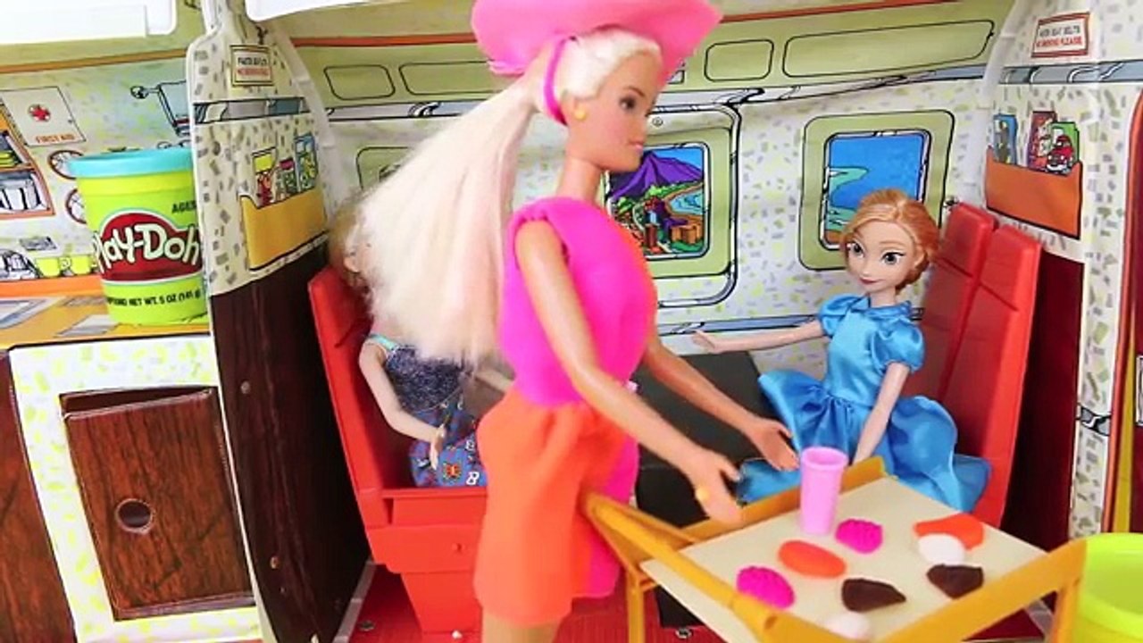Frozen DREAM Elsa Anna Barbie Airplane Vacation Play Doh Nightmare Parody Part 1