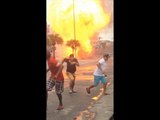 Gas Cylinders Explode in Burning Car in Rio De Janeiro Street