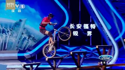 Challenger Takes On Steep Stairs With Bicycle