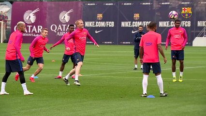 FC Barcelona training session- Messi and Umtiti join Wednesday training