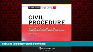 Buy book  Casenotes Legal Briefs: Civil Procedure, Keyed to Subrin, Minow, Brodin,   Main, Fourth