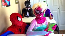 Spiderman vs Joker vs Venom - Spiderman Joker & Venom Welcome Nerdy Frozen Elsa! - Funny Superheroes