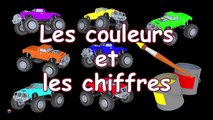 Camions dessin animé pour bébé. Apprenez les couleurs et les chiffres avec les monsters trucks