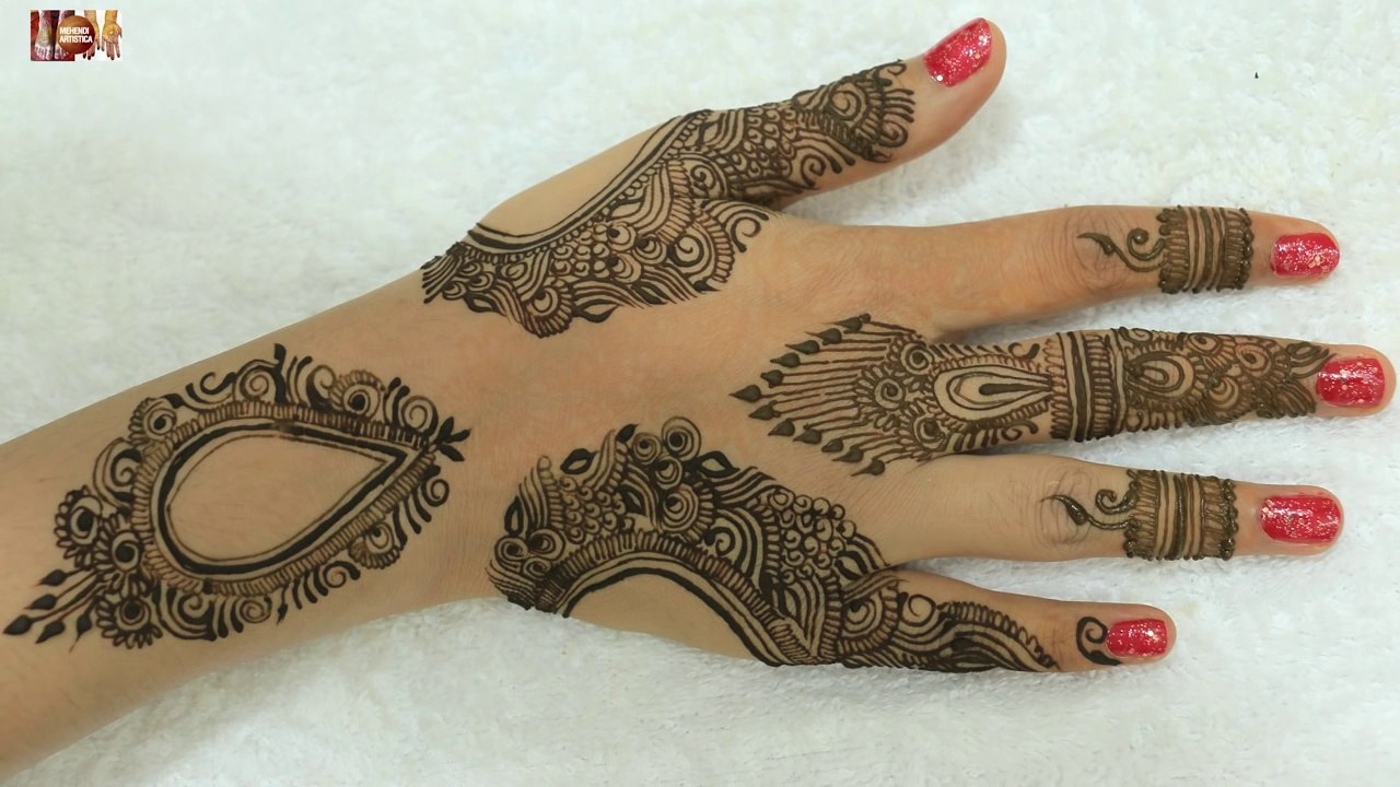 Romantic Gulf Style Easy Mehndi Designs For Hands_Karwa Chauth Special Mehendi