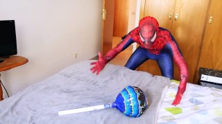 SPIDERMAN vs PINK SPIDERGIRL! Gummy JOKER TONGUE Giant Lollipop - Fun Superheroes in Real Life