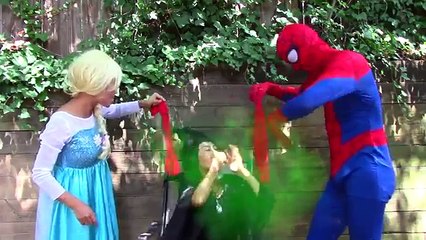 Frozen Elsa Spiderman Stinky Feet w Pink Spidergirl Maleficent Joker Catwoman