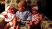 Baby sees baby twins for the first time