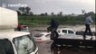 Dozens of cars submerged as highway in South Africa floods