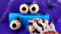 Spooky Halloween Play Doh Shopkins Spiderman Spongebob Spiders Surprise Eggs StrawberryJamToys