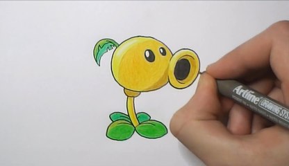 How to Draw Peashooter (Plants vs Zombies 2)