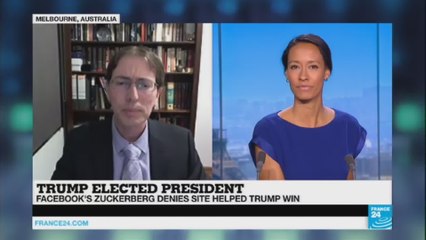 Trump elected President, Zuckerberg denies site helped Trump win.