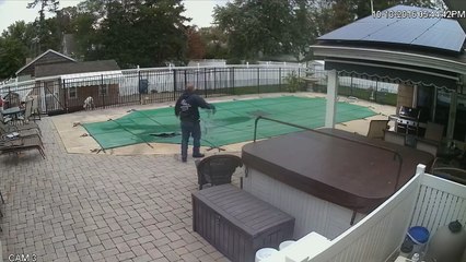 Pool Man Falls Through Cover