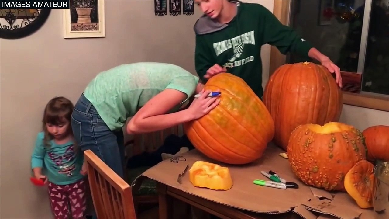 Elle met sa tête dans une citrouille pour faire rire sa famille et ses amis, mais elle va vite le regretter!