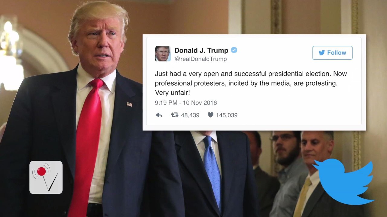 Trump on Twitter, Criticizes Anti-Trump Protesters Then Praises Them