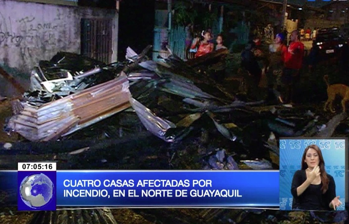Cuatro casas afectadas por incendio en el norte de Guayaquil