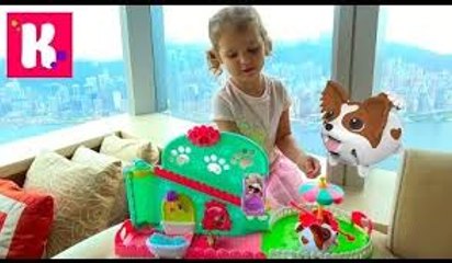 Прикольные собачки с ванной и каруселью катаются с горки и собачка убегает от Кати Chubby Puppies