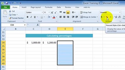 Calculating percentages in Excel 2010, 2013, 2016