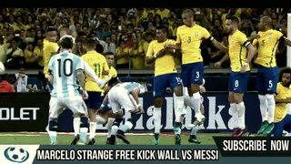 Marcelo strange free kick wall vs Lionel Messi
