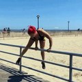 Street Workout World Champion Jessica Bogdanov hotdogging at Coney Island