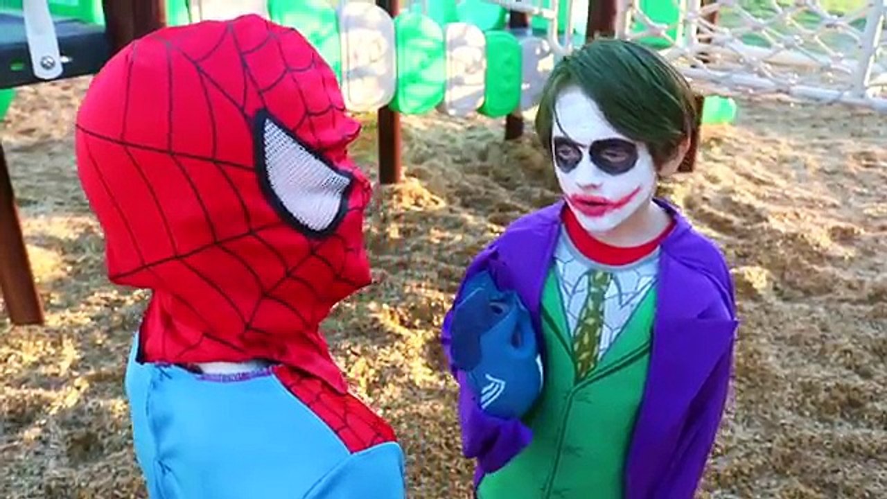 Little Heroes The Joker Vs Spiderman & Captain America - In Real Life - Superhero Battle!