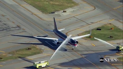 Trump Plane Given Water Cannon Salute