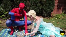 Spiderman Sits on Frozen Elsa! vs Joker Princess Anna Bad Baby Catwoman! Superhero Spell Fun IRL :)