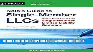 Ebook Nolo s Guide to Single-Member LLCs: How to Form   Run Your Single-Member Limited Liability