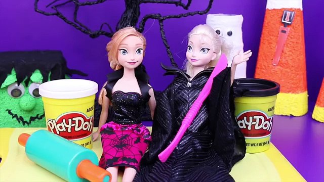 Frozen Play-Doh Elsa & Anna Halloween Costume DisneyCarToys Barbie Ghost and Disney Maleficent