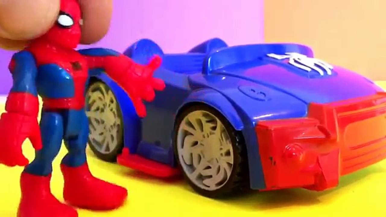 Spiderman with the spider-car real life adventures DC superheroes marvel