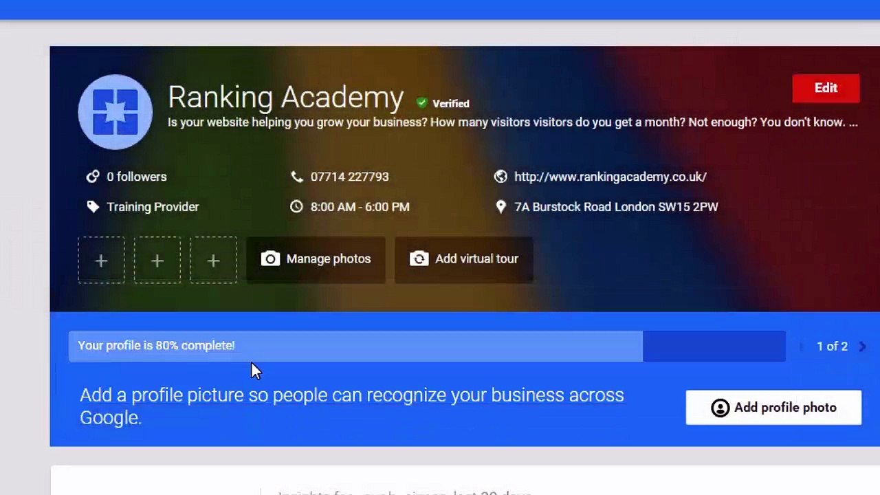 how to optimise Google my business page