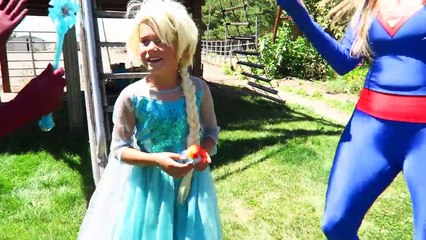  Spider-man & Frozen Elsa vs FUNNY JOKER PRANK! w/ Spidergirl Superman Mermaid Fun Superhero Comic