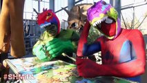 SPIDERMAN vs HULK TRex vs Spiderman Dinosaurs Jigsaw Battle Superhero Fun in Real Life SHMIRL