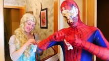 Spiderman Cake Fail vs Frozen Elsa w/ T-Rex Attack, Pink Spidergirl, Pranks & Fun Superhero